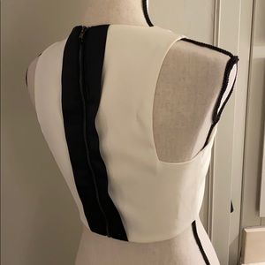 Topshop split front white crop top black zipper